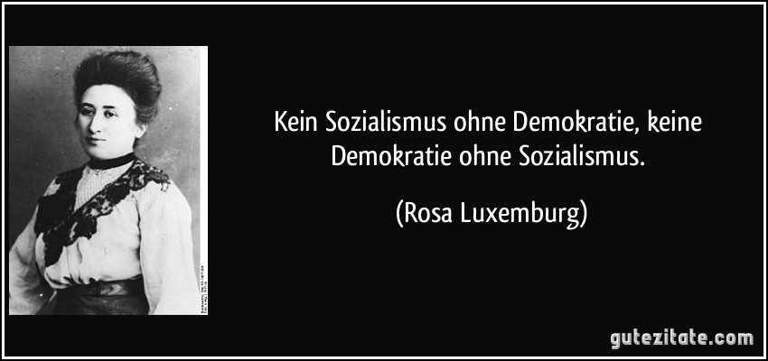Kein Sozialismus ohne Demokratie, keine Demokratie ohne Sozialismus. (Rosa Luxemburg)