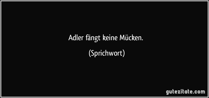 Adler fängt keine Mücken. (Sprichwort)