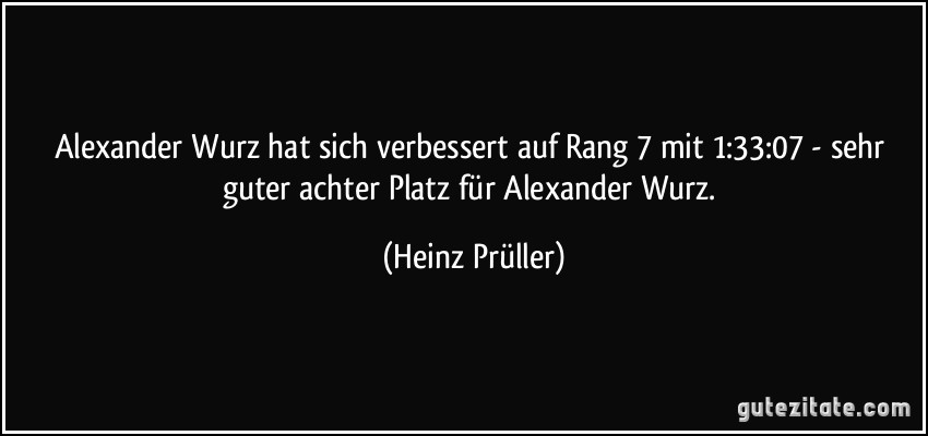 Alexander Wurz hat sich verbessert auf Rang 7 mit 1:33:07 - sehr guter achter Platz für Alexander Wurz. (Heinz Prüller)