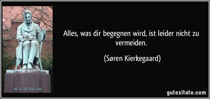 Alles, was dir begegnen wird, ist leider nicht zu vermeiden. (Søren Kierkegaard)