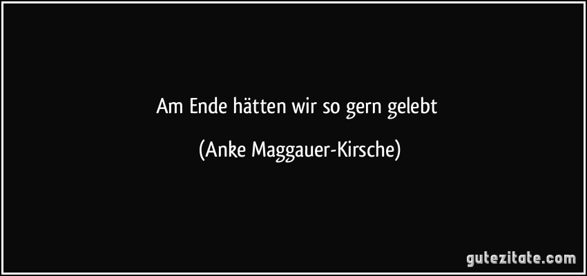 Am Ende hätten wir so gern gelebt (Anke Maggauer-Kirsche)