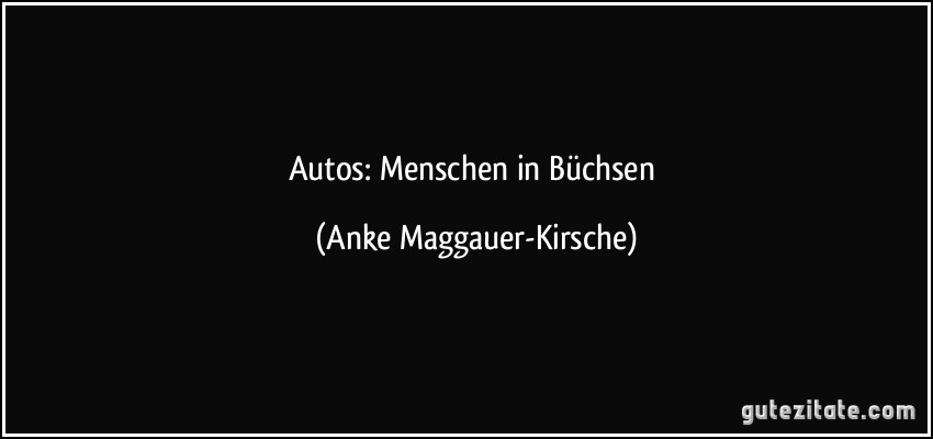 Autos: Menschen in Büchsen (Anke Maggauer-Kirsche)