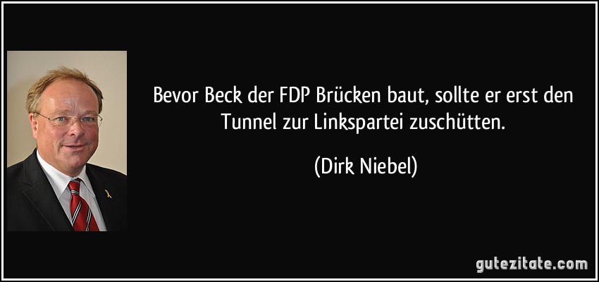 Bevor Beck der FDP Brücken baut, sollte er erst den Tunnel zur Linkspartei zuschütten. (Dirk Niebel)