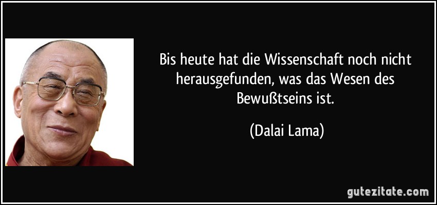 Bis heute hat die Wissenschaft noch nicht herausgefunden, was das Wesen des Bewußtseins ist. (Dalai Lama)