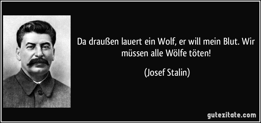 Da draußen lauert ein Wolf, er will mein Blut. Wir müssen alle Wölfe töten! (Josef Stalin)