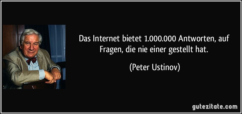 Das Internet bietet 1.000.000 Antworten, auf Fragen, die nie einer gestellt hat. (Peter Ustinov)