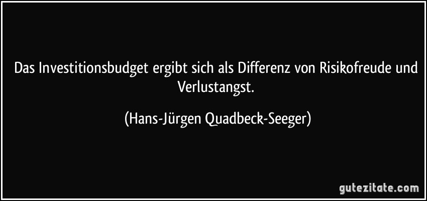 Das Investitionsbudget ergibt sich als Differenz von Risikofreude und Verlustangst. (Hans-Jürgen Quadbeck-Seeger)