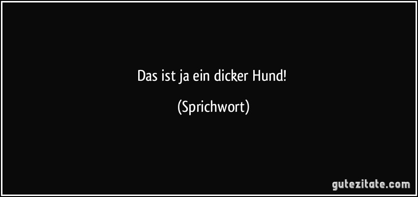 Das ist ja ein dicker Hund! (Sprichwort)