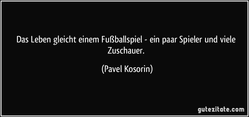 Das Leben gleicht einem Fußballspiel - ein paar Spieler und viele Zuschauer. (Pavel Kosorin)