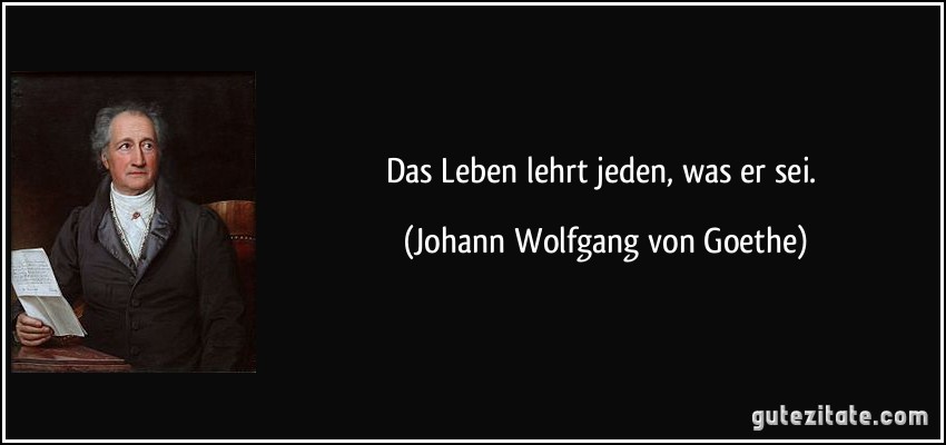 Das Leben lehrt jeden, was er sei. (Johann Wolfgang von Goethe)