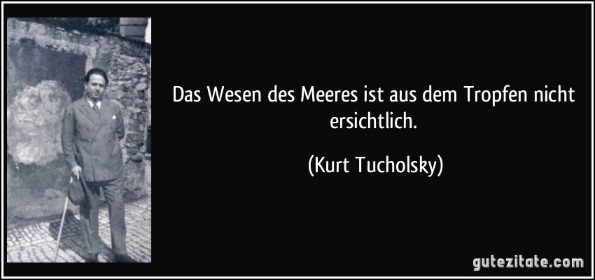 Das Wesen des Meeres ist aus dem Tropfen nicht ersichtlich. (Kurt Tucholsky)