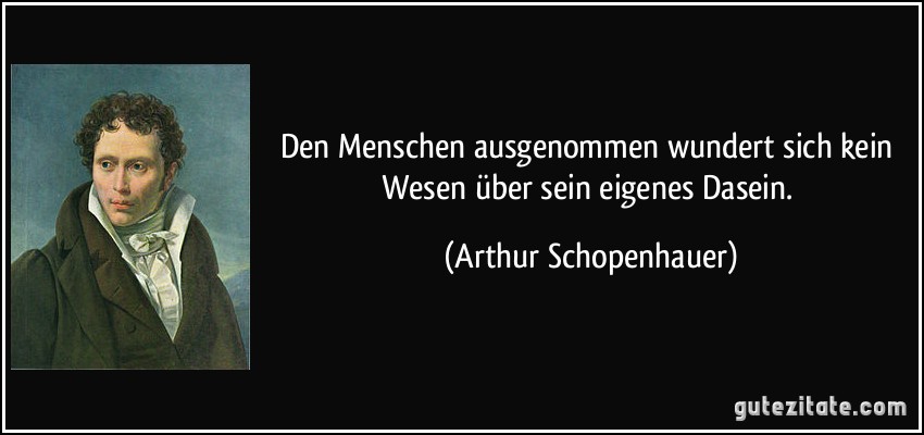 Den Menschen ausgenommen wundert sich kein Wesen über sein eigenes Dasein. (Arthur Schopenhauer)