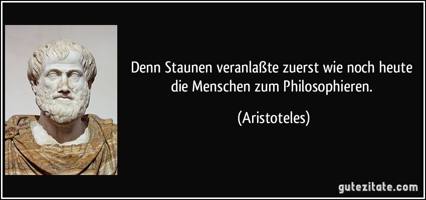 Denn Staunen veranlaßte zuerst wie noch heute die Menschen zum Philosophieren. (Aristoteles)