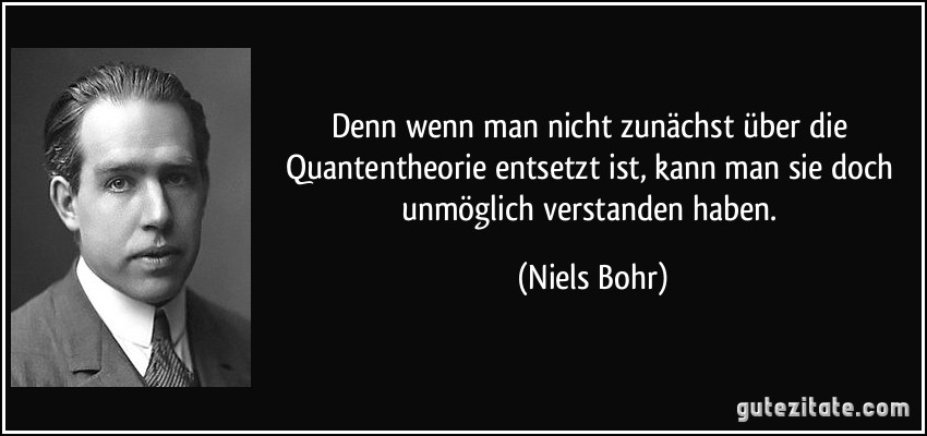 Denn wenn man nicht zunächst über die Quantentheorie entsetzt ist, kann man sie doch unmöglich verstanden haben. (Niels Bohr)