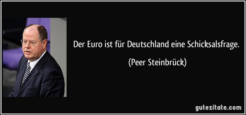 Der Euro ist für Deutschland eine Schicksalsfrage. (Peer Steinbrück)