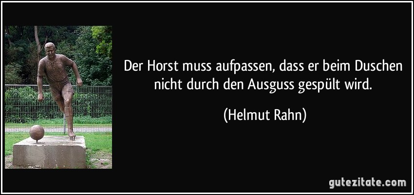 Der Horst muss aufpassen, dass er beim Duschen nicht durch den Ausguss gespült wird. (Helmut Rahn)
