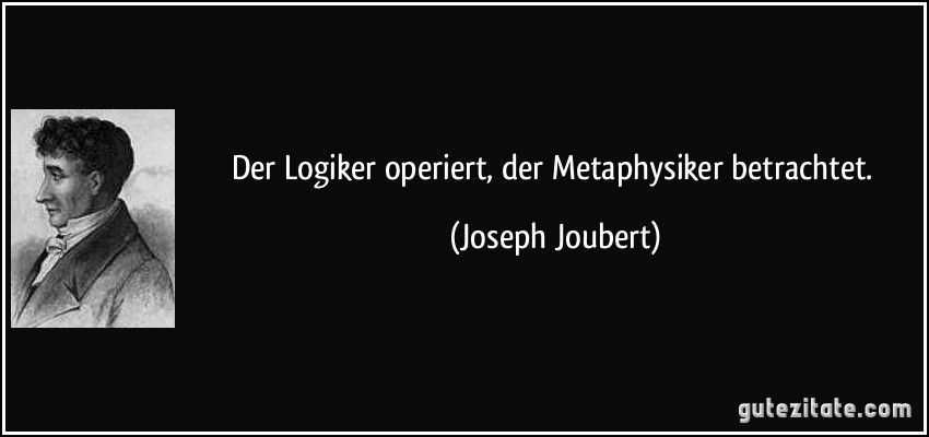 Der Logiker operiert, der Metaphysiker betrachtet. (Joseph Joubert)