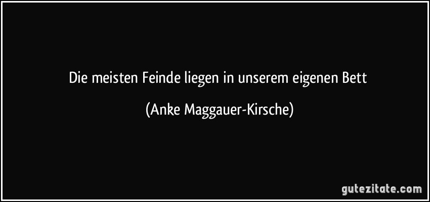 Die meisten Feinde liegen in unserem eigenen Bett (Anke Maggauer-Kirsche)