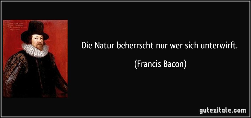 Die Natur beherrscht nur wer sich unterwirft. (Francis Bacon)