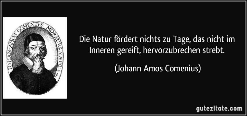 Die Natur fördert nichts zu Tage, das nicht im Inneren gereift, hervorzubrechen strebt. (Johann Amos Comenius)