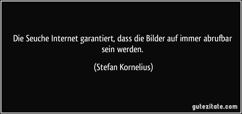 Die Seuche Internet garantiert, dass die Bilder auf immer abrufbar sein werden. (Stefan Kornelius)