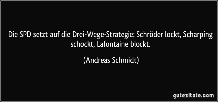 Die SPD setzt auf die Drei-Wege-Strategie: Schröder lockt, Scharping schockt, Lafontaine blockt. (Andreas Schmidt)