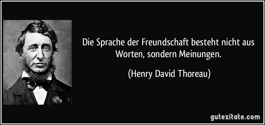Die Sprache der Freundschaft besteht nicht aus Worten, sondern Meinungen. (Henry David Thoreau)