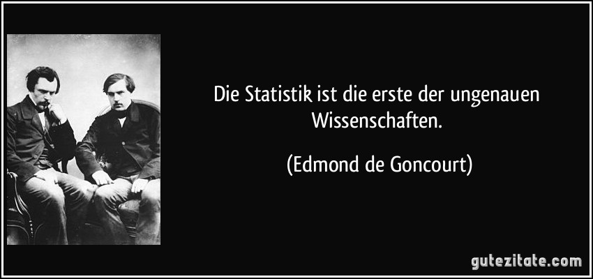 Die Statistik ist die erste der ungenauen Wissenschaften. (Edmond de Goncourt)