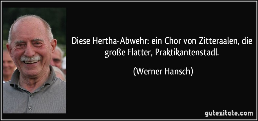 Diese Hertha-Abwehr: ein Chor von Zitteraalen, die große Flatter, Praktikantenstadl. (Werner Hansch)