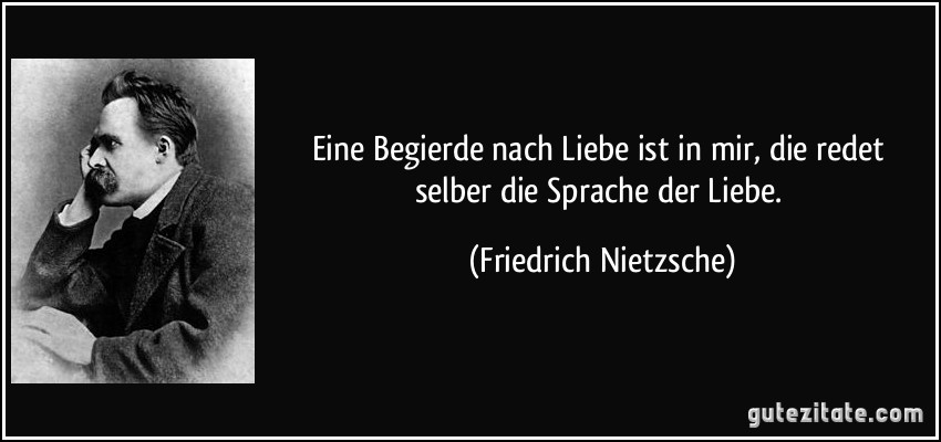 Eine Begierde nach Liebe ist in mir, die redet selber die Sprache der Liebe. (Friedrich Nietzsche)