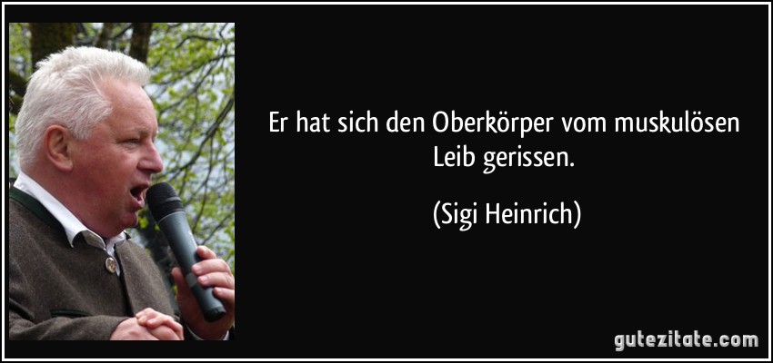 Er hat sich den Oberkörper vom muskulösen Leib gerissen. (Sigi Heinrich)