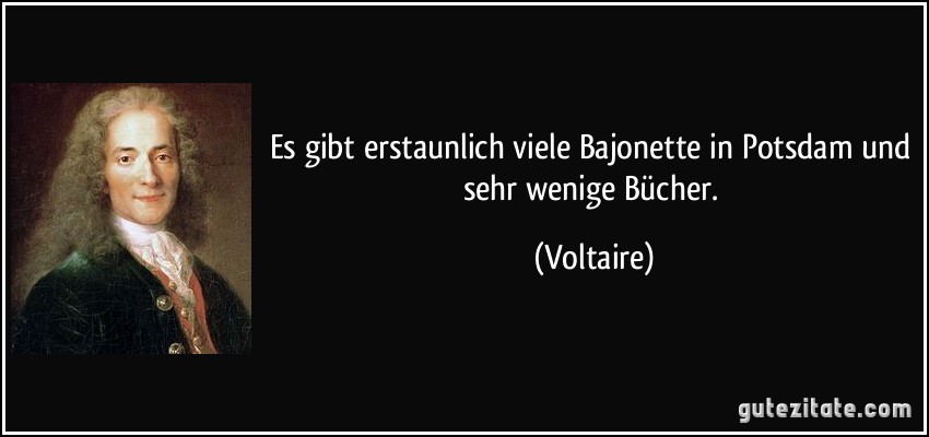 Es gibt erstaunlich viele Bajonette in Potsdam und sehr wenige Bücher. (Voltaire)