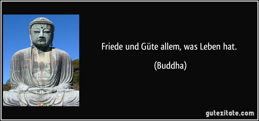 Friede und Güte allem, was Leben hat. (Buddha)