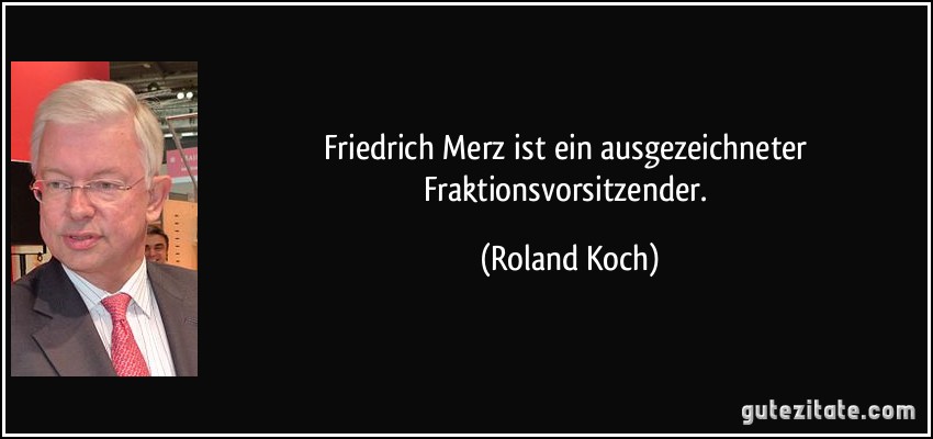 Friedrich Merz ist ein ausgezeichneter Fraktionsvorsitzender. (Roland Koch)