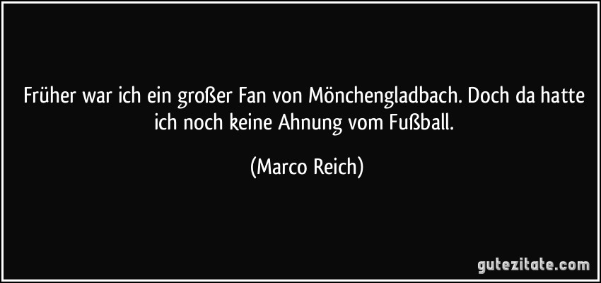 Früher war ich ein großer Fan von Mönchengladbach. Doch da hatte ich noch keine Ahnung vom Fußball. (Marco Reich)