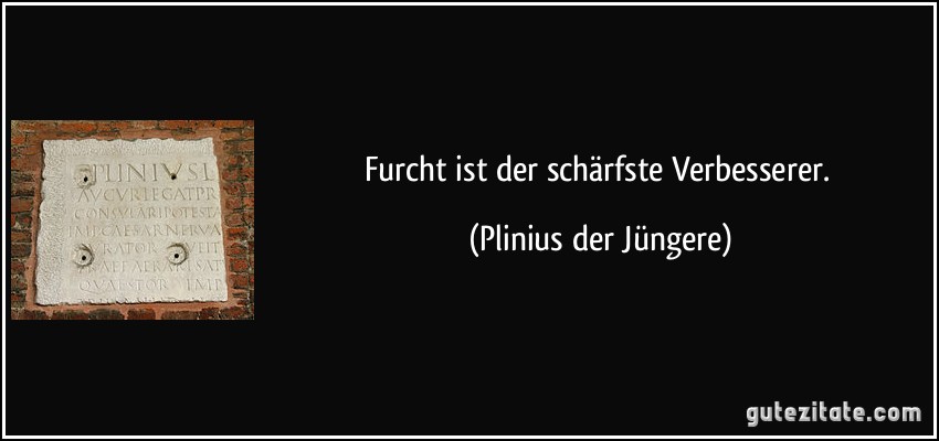 Furcht ist der schärfste Verbesserer. (Plinius der Jüngere)