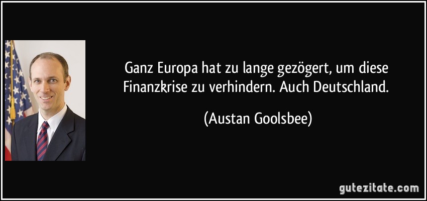 Ganz Europa hat zu lange gezögert, um diese Finanzkrise zu verhindern. Auch Deutschland. (Austan Goolsbee)