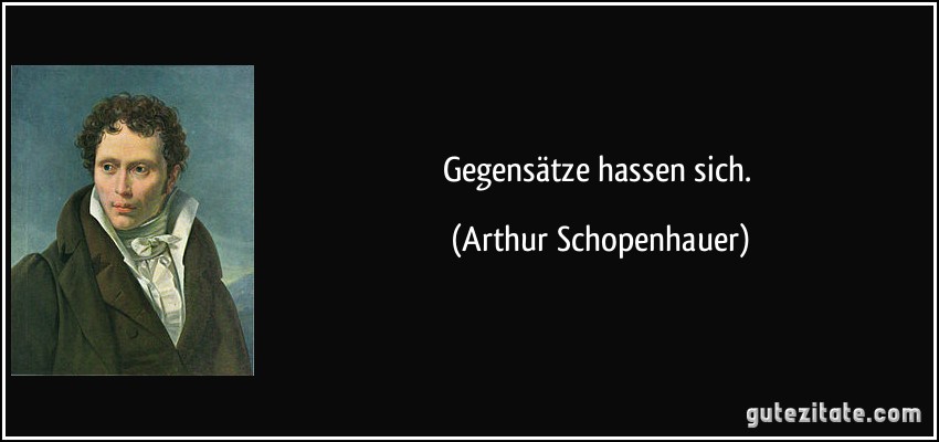 Gegensätze hassen sich. (Arthur Schopenhauer)