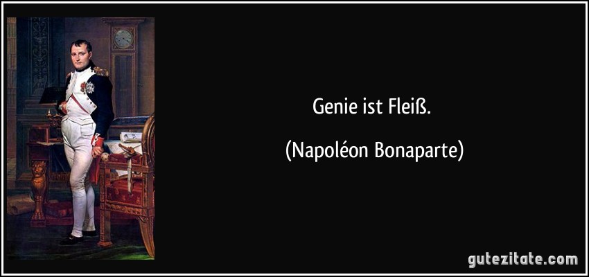 Genie ist Fleiß. (Napoléon Bonaparte)