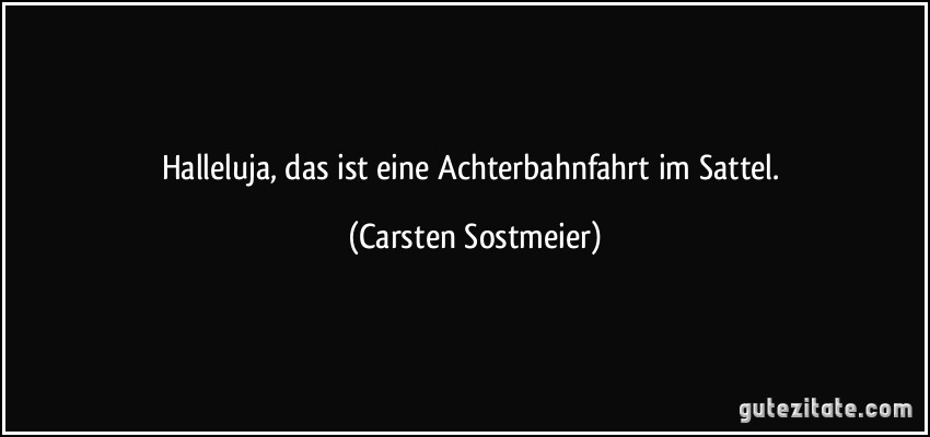 Halleluja, das ist eine Achterbahnfahrt im Sattel. (Carsten Sostmeier)