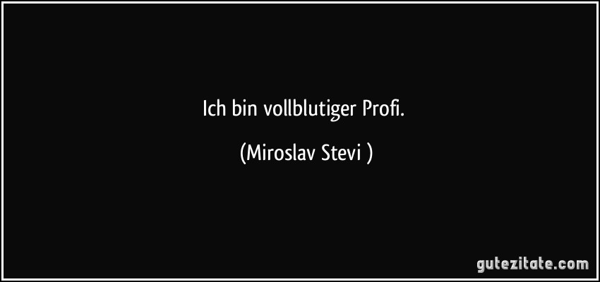 Ich bin vollblutiger Profi. (Miroslav Stević)