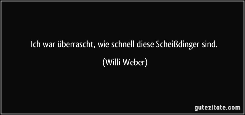 Ich war überrascht, wie schnell diese Scheißdinger sind. (Willi Weber)