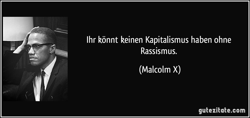 Ihr könnt keinen Kapitalismus haben ohne Rassismus. (Malcolm X)