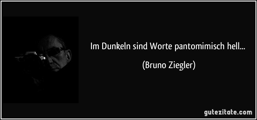 Im Dunkeln sind Worte pantomimisch hell... (Bruno Ziegler)
