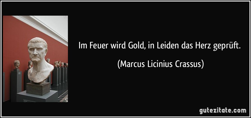 Im Feuer wird Gold, in Leiden das Herz geprüft. (Marcus Licinius Crassus)