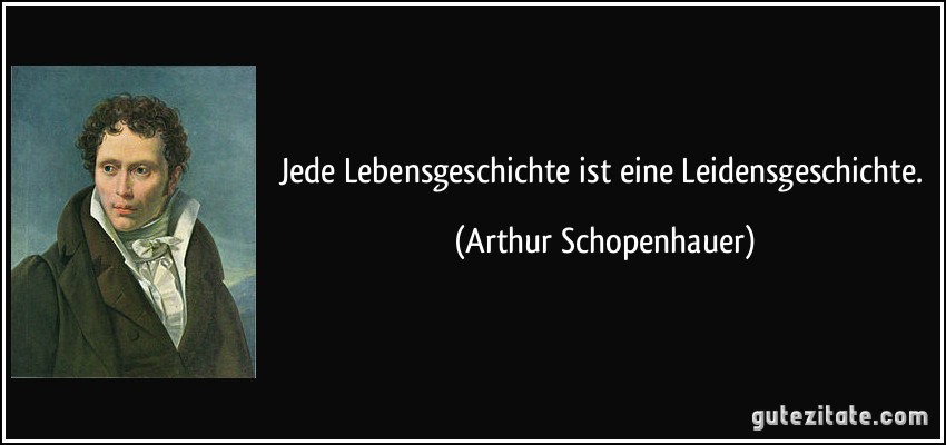 Jede Lebensgeschichte ist eine Leidensgeschichte. (Arthur Schopenhauer)