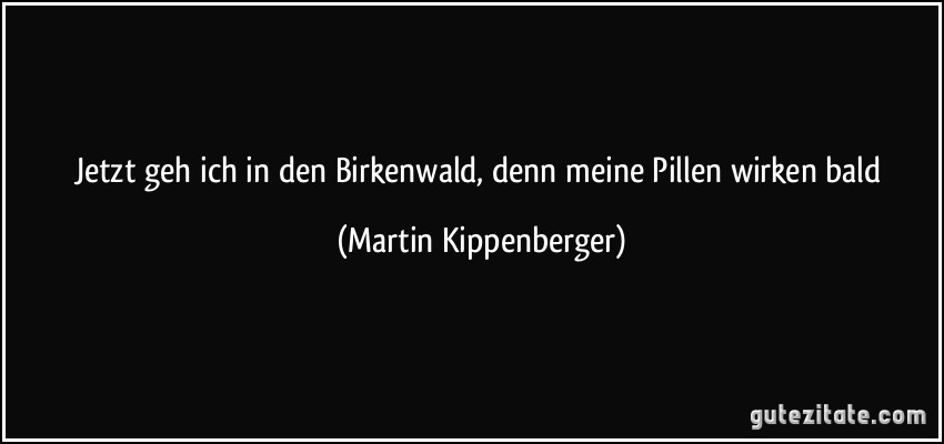 Jetzt geh ich in den Birkenwald, denn meine Pillen wirken bald (Martin Kippenberger)