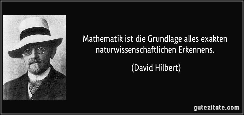 Mathematik ist die Grundlage alles exakten naturwissenschaftlichen Erkennens. (David Hilbert)