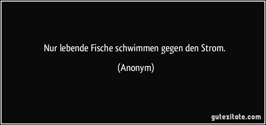 Nur lebende Fische schwimmen gegen den Strom. (Anonym)