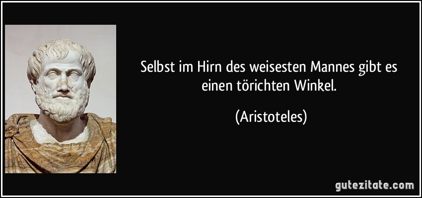 Selbst im Hirn des weisesten Mannes gibt es einen törichten Winkel. (Aristoteles)